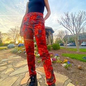Free People Funky Orange Velvet Pants